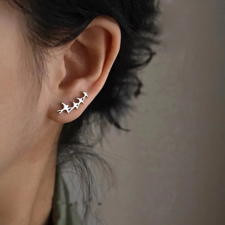 0323. گوشواره نقره مدل پرستو های مهاجر