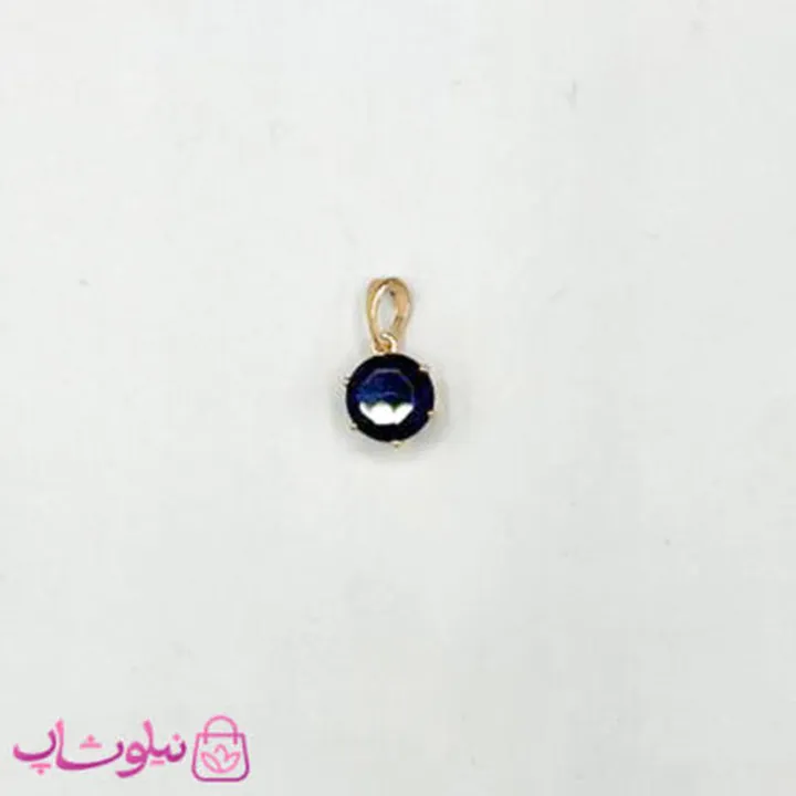آویز گردنبند زنانه طرح تک نگین سرمه ای تیره مینیمال 6 میل کد 791