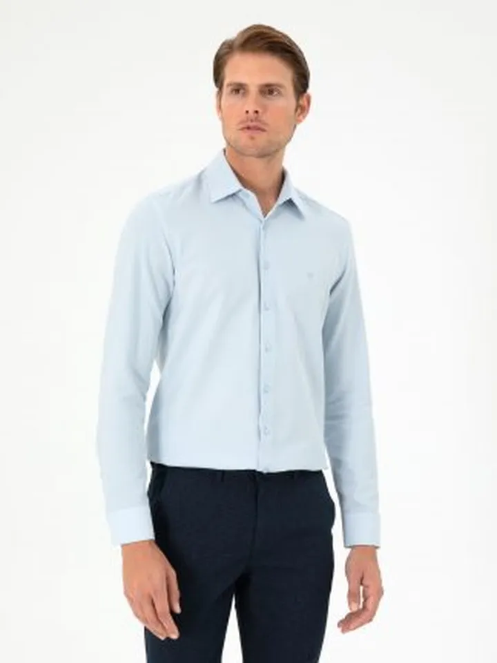 پیراهن رسمی مردانه آبی روشن پیرکاردین