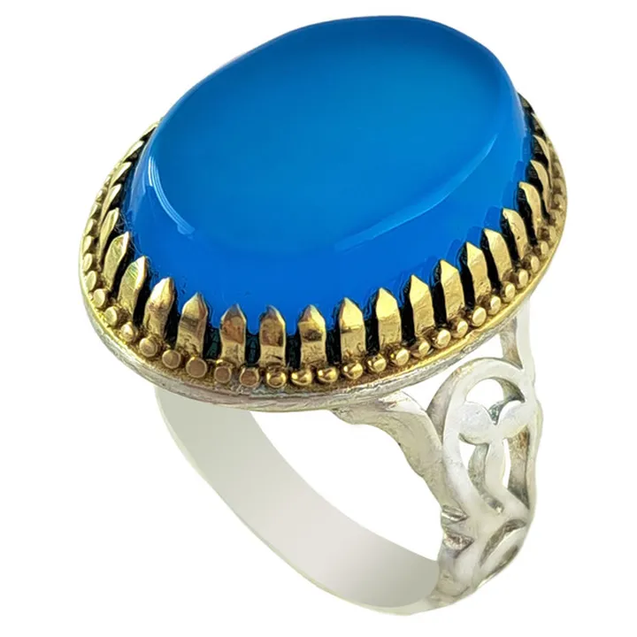 انگشتر نقره مردانه ملک زیور مدل عقیق طرح اسلیمی کد...