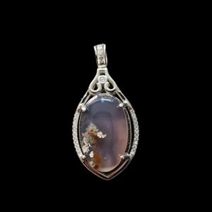 آویز گردنبند نقره زنانه مدل عقیق شجر سوسنی کد N019