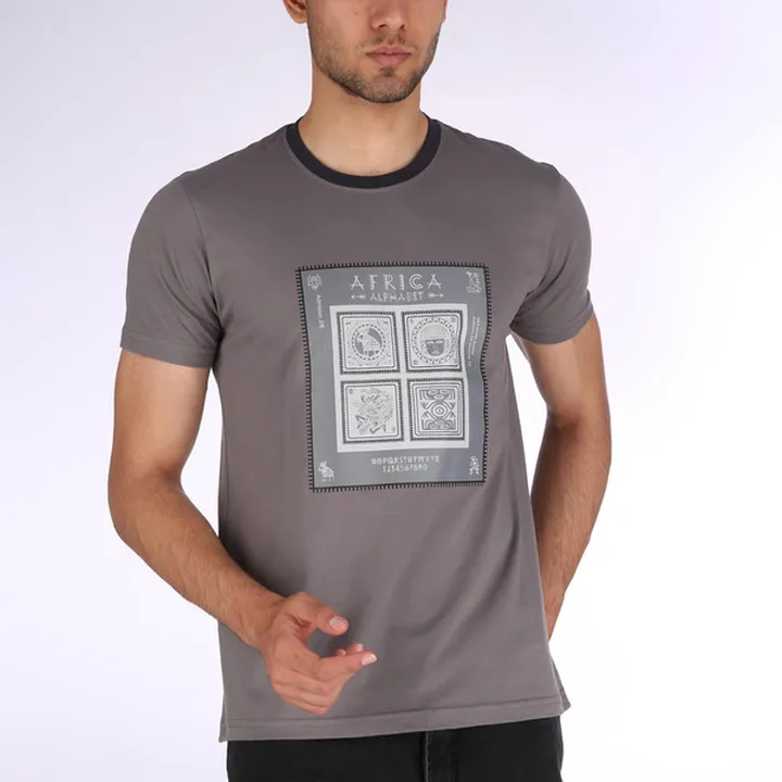 تی‌شرت آستین کوتاه مردانه مدل M117 رنگ طوسی