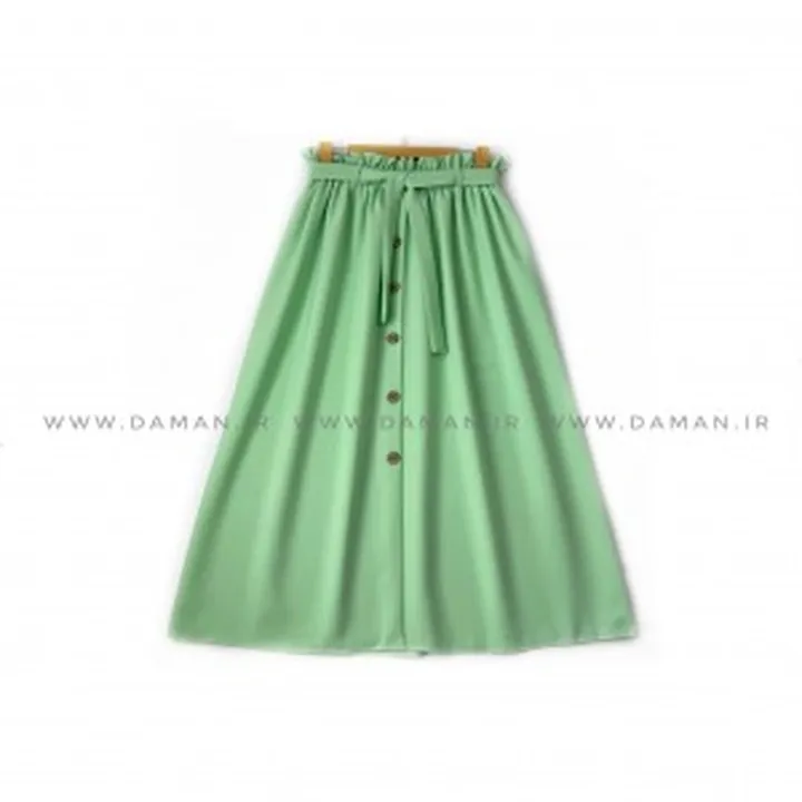 دامن جلو دکمه  سبز روشن قد 80