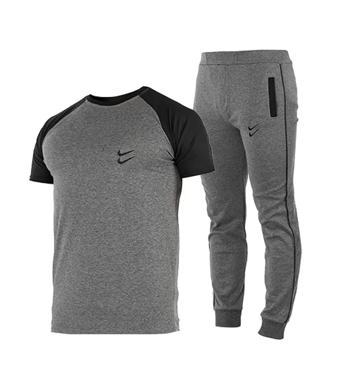 ست تیشرت و شلوار مردانه آستین کوتاه  Nike ساده یقه گرد