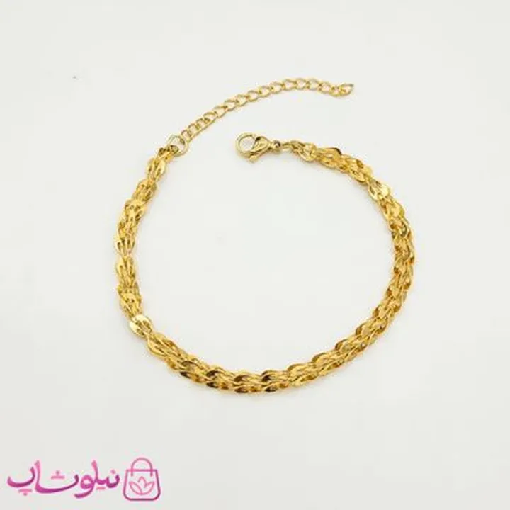 دستبند زنانه طرحدار استیل طلایی رنگ کد 961