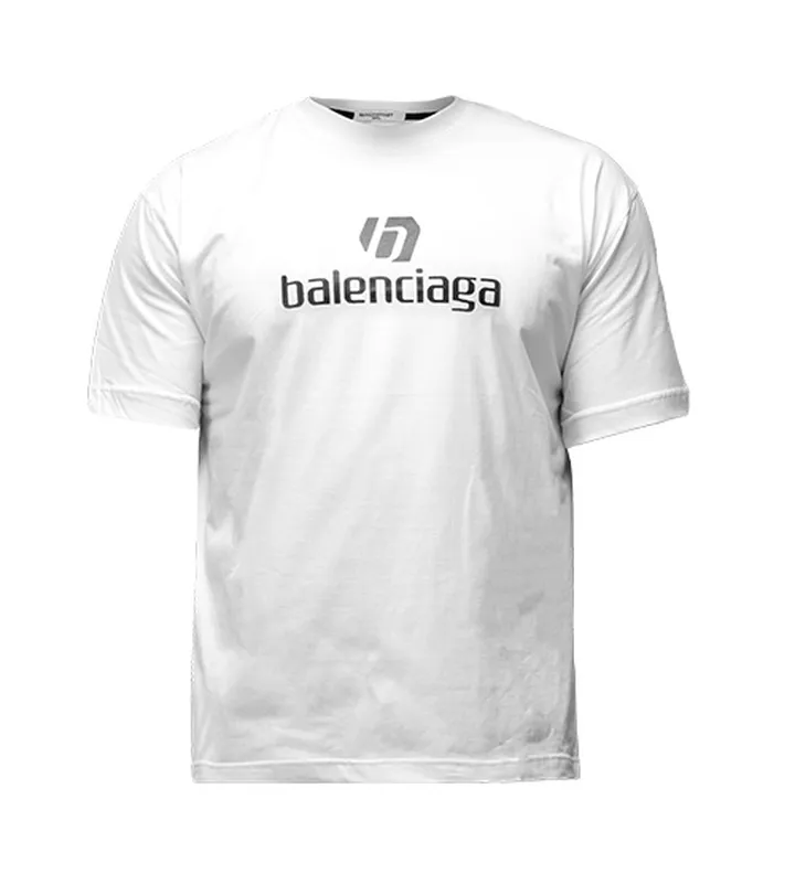 تیشرت BALENCIAGA یقه گرد مردانه نخ پنبه سفید طرح دار