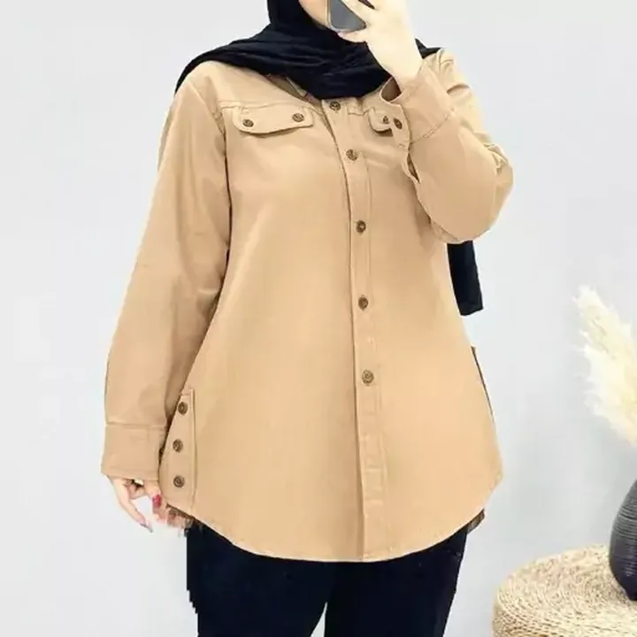 مانتو بغل دکمه جنس جین نیل