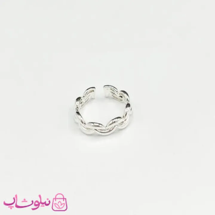انگشتر زنانه طرح رینگ نیم حلقه ای آبکاری نقره کد 150