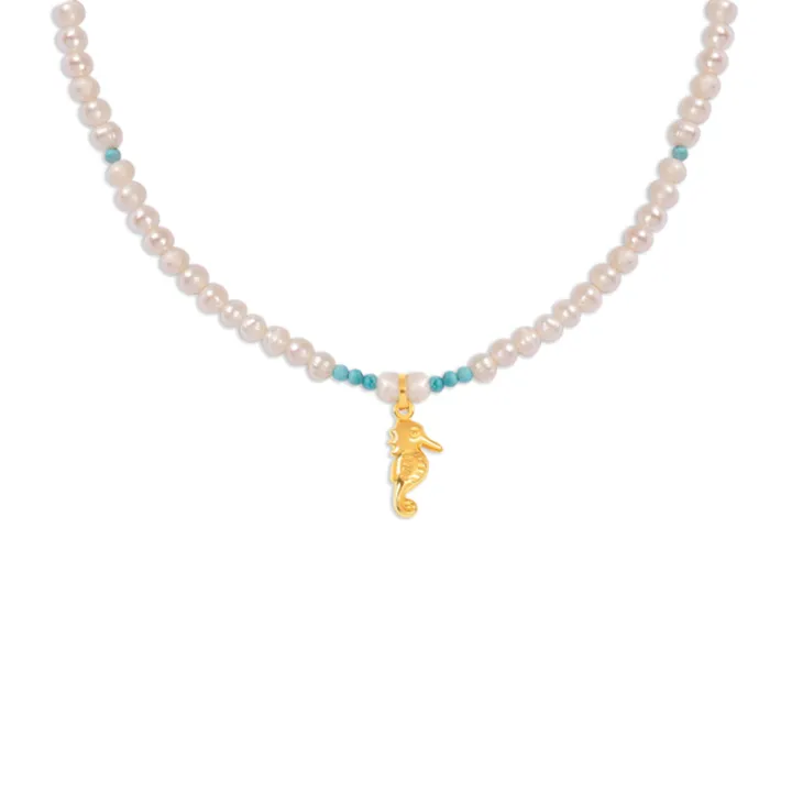 گردنبند طلا مروارید اسب آبی