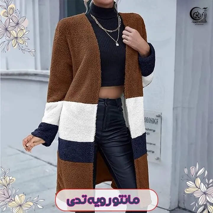 مانتو رویه زمستانی رنگ قهوه ای سایز XXL برند SHEIN