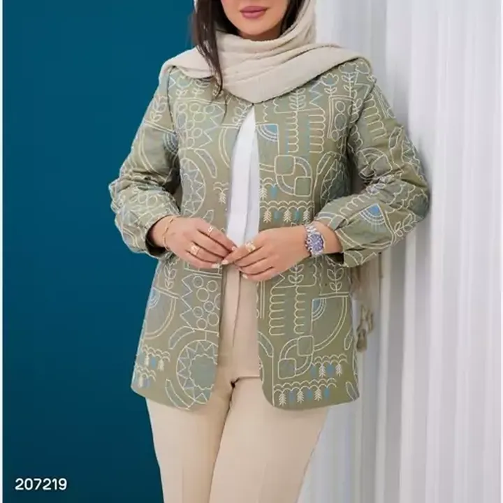 مانتو مجلسی عیدانه پوپلین طرح دار مجلسی