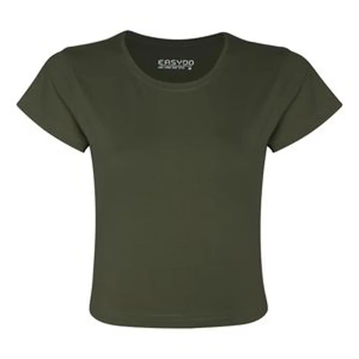 کراپ تیشرت آستین کوتاه زنانه ایزی دو مدل 3843059879 رنگ سبز تیره