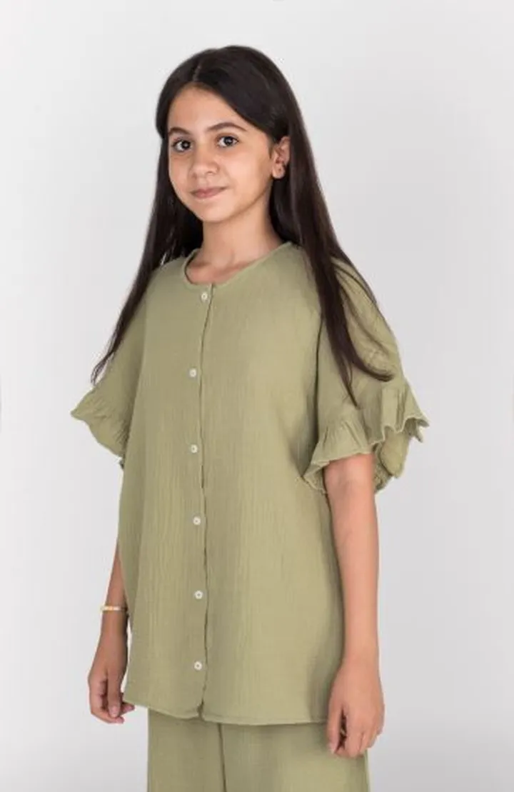 شومیز وال دولایه آستین کوتاه (ست با کد 10674)