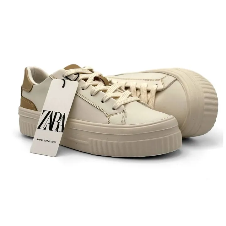 کفش کتانی دخترانه زارا مدل sneaker zara - 0071_Creamy