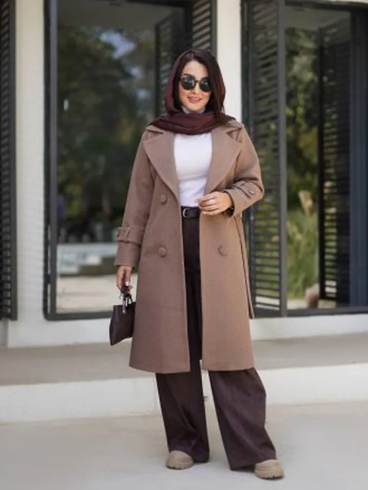 پالتو بلند زنانه فوتر سایزبندی:دو سایزمناسب 36تا 46