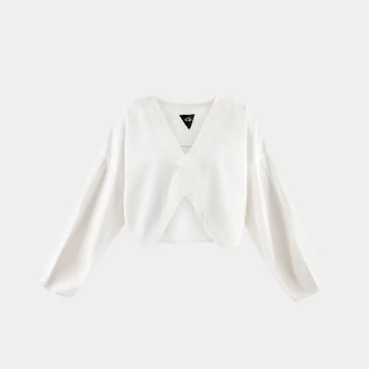 بلوز زنانه سفید آستین لوزی