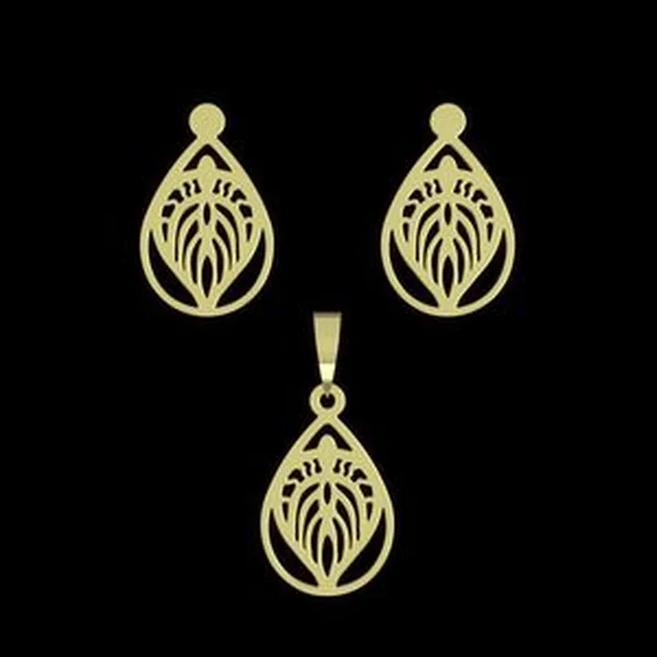 نیم ست طلا 18 عیار زنانه مدوپد مدل هندسی کد NA11702