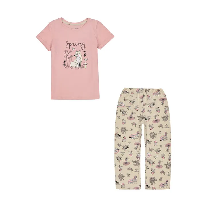 ست تی شرت و شلوار دخترانه ناربن مدل 8483 رنگ صورتی