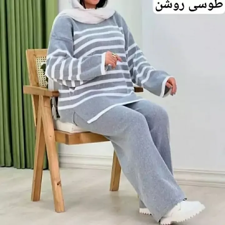 ست بافت زنانه تونیک شلوار بافت زنانه