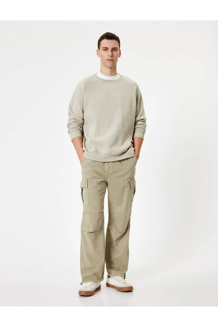 Kotonشلوار چتر نجات باری جیب کمری الاستیک با جزئیات