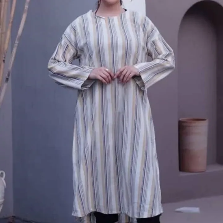 کفتان یقه گرد راه راه  جنس لنین