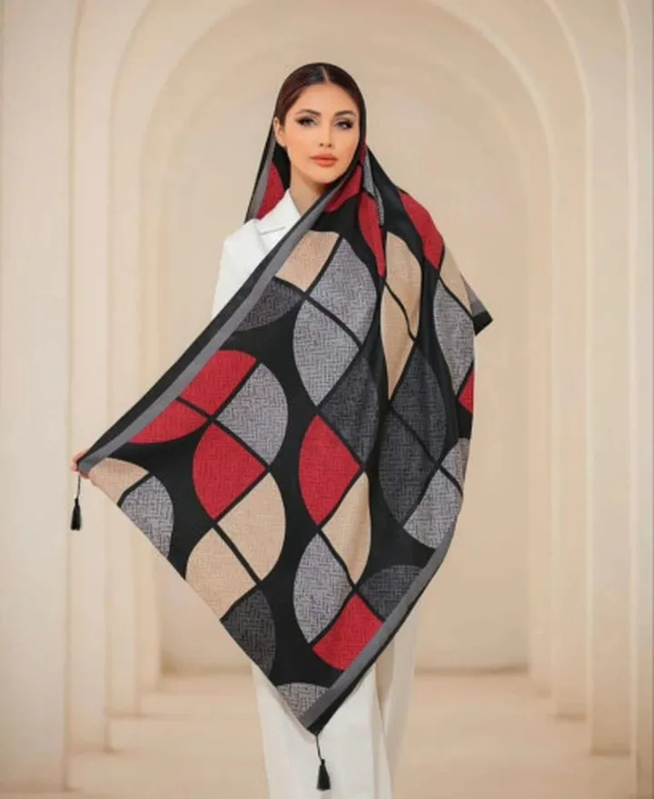 شال نخی طرحدار شیک زنانه عیدانه طرح برگ