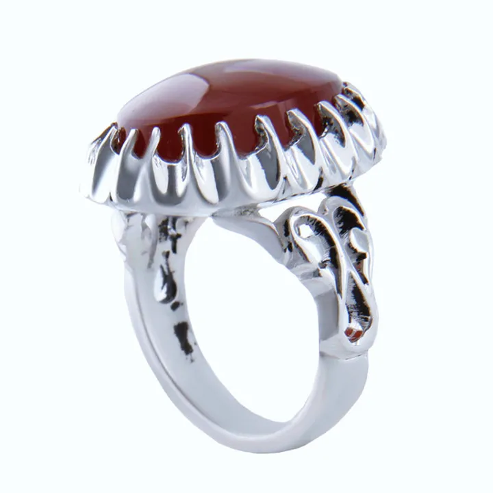 انگشتر نقره مردانه مدل رکاب دست ساز سنگ عقیق سرخ ی...