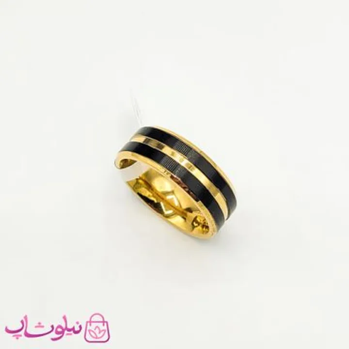 انگشتر رینگ مردانه استیل مشکی طلایی طرح Cartier کد 200