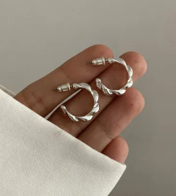 گوشواره  كروسان ابكاري نقره