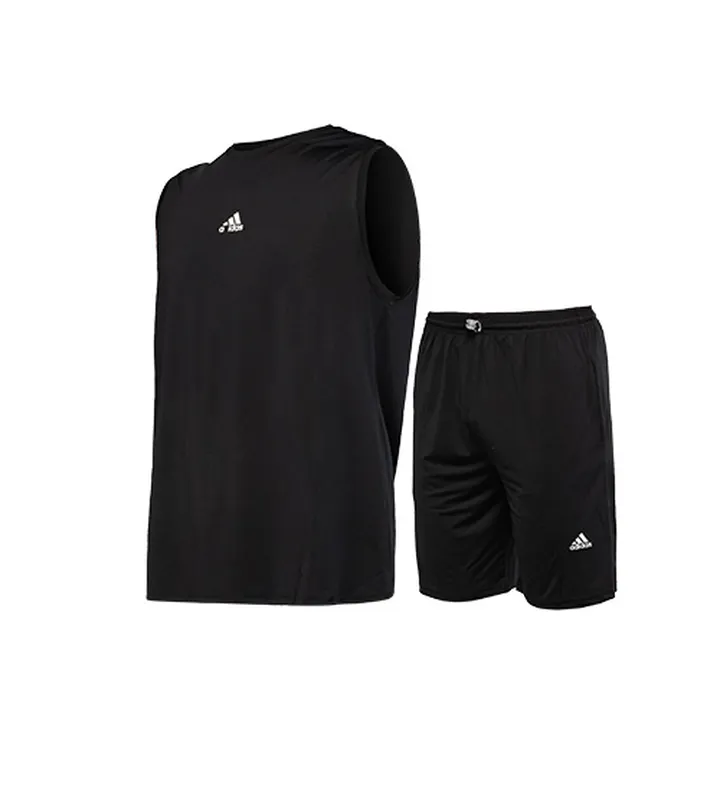 ست رکابی و شلوارک یقه گرد مردانه Adidas مشکی