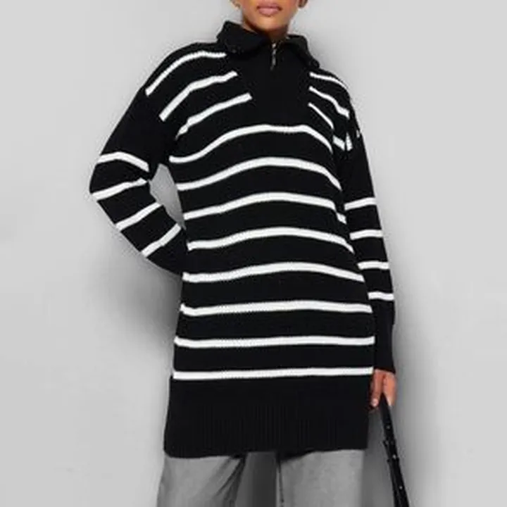 پلیور یقه ایستاده زنانه مدل 663775753 طرح ترندیول