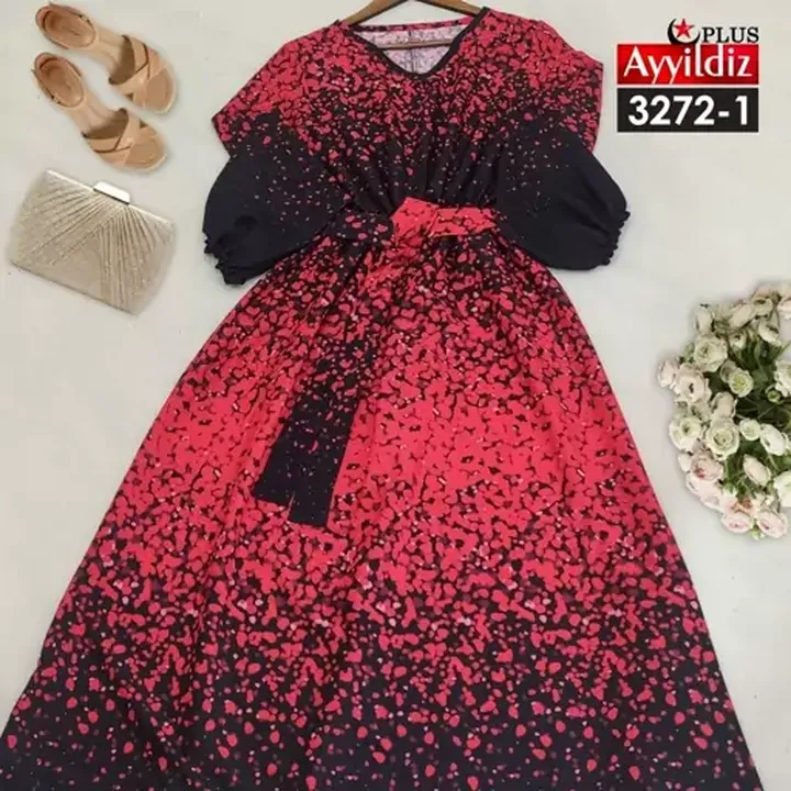 پیراهن 3272 زنانه کرپ حریر سایز بزرگ 