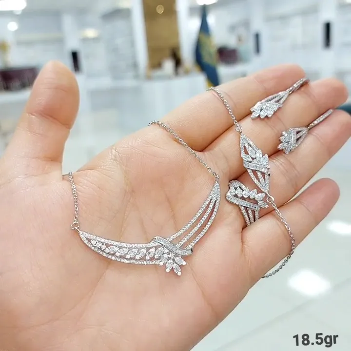 سرویس میکروزنجیری ظریف و زیبای نقره 925 اب طلاشده