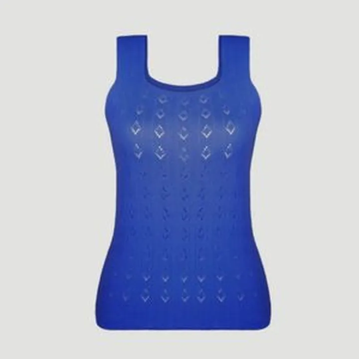 تاپ زنانه مدل یقه خشتی طرح الماس رنگ آبی