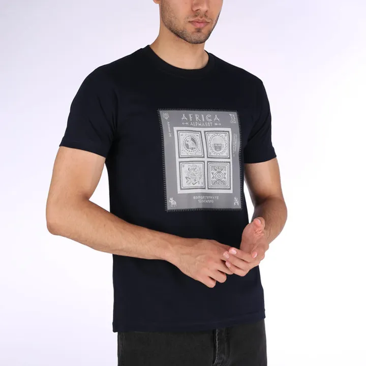 تی‌شرت آستین کوتاه مردانه مدل M117 رنگ سرمه ای