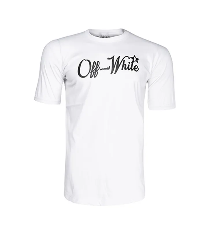 تیشرت OFF WHITE یقه گرد مردانه سفید پنبه طرح دار