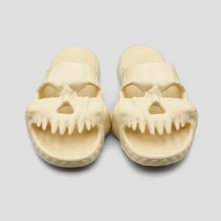 دمپایی اسکلتی مدل Angry Skull رنگ کرم کد Phs-557d2