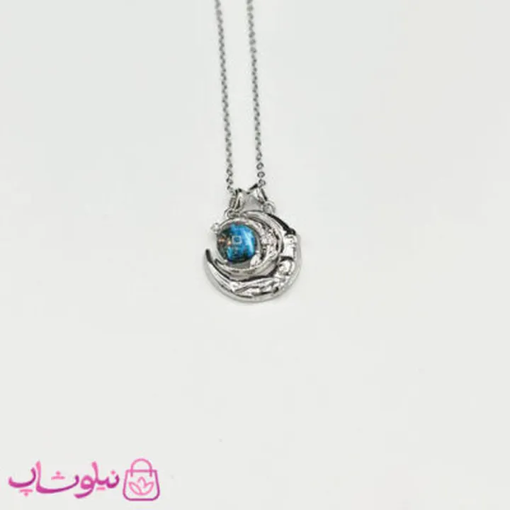 گردنبند زنانه استیل مدل دو پلاک کهکشان و ماه کد 116