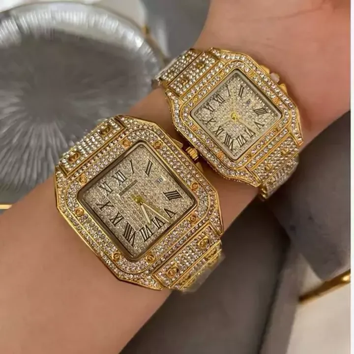 ساعت مچی Cartier watch  تانک فول نگین کارتیر فول نگین اصلی طلایی