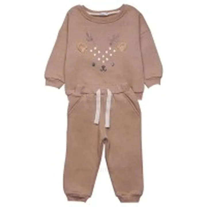 بلوز شلوار اسپرت طرح گوزن رنگ شکلاتی پاپو papo