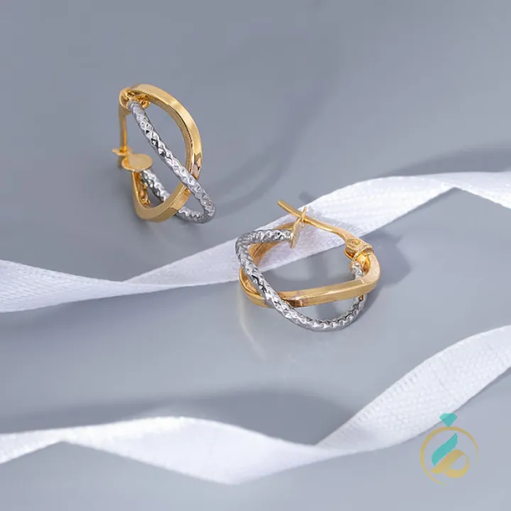 گوشواره طلای میخ دورنگ