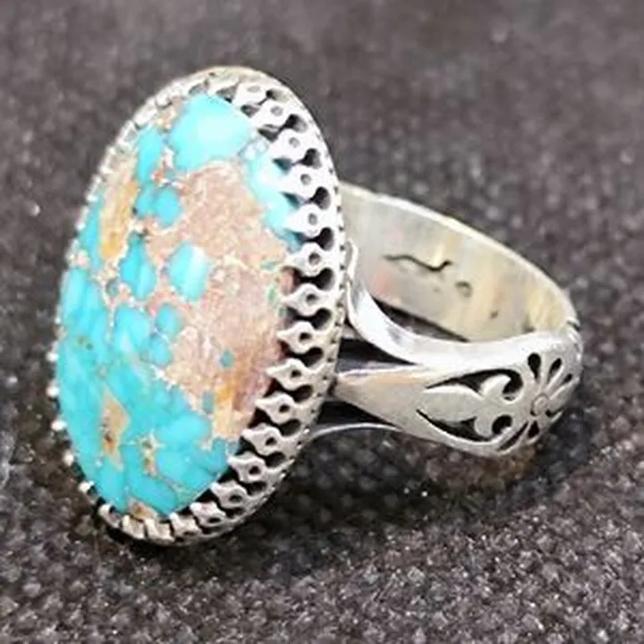 انگشتر نقره مردانه مدل  سنگ فیروزه نیشابور کد 630