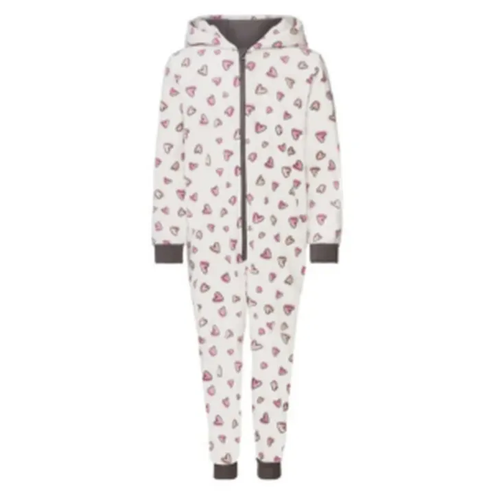 سرهمی فوتر دخترانه آستین بلند برند pepperts طرح قلبی صورتی سفید رنگ