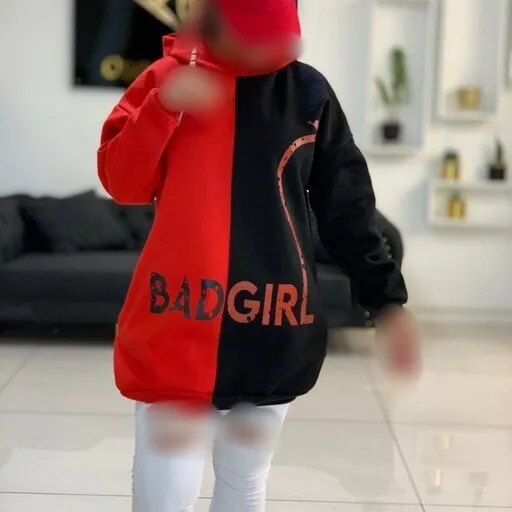 هودی دورنگ BAD GIRL 207زرشکی