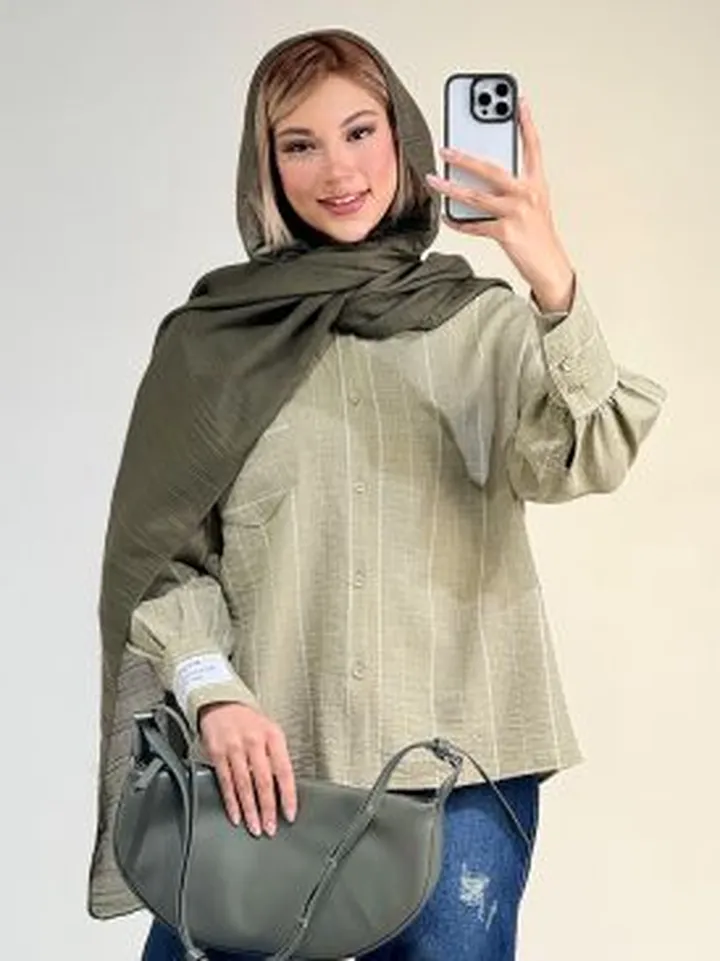 شومیز لینن راه راه کد 18844