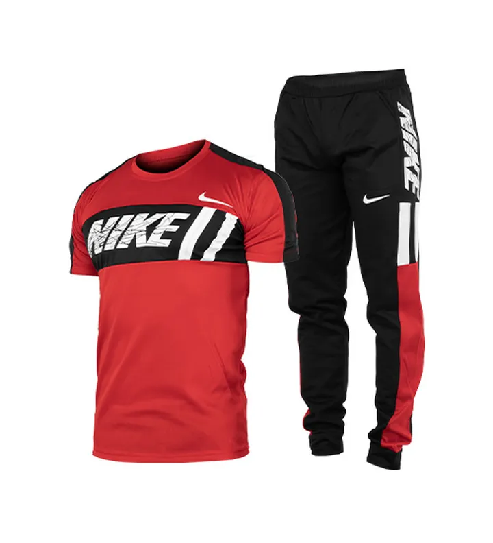 ست تیشرت و شلوار مردانه آستین کوتاه Nike ساده یقه گرد