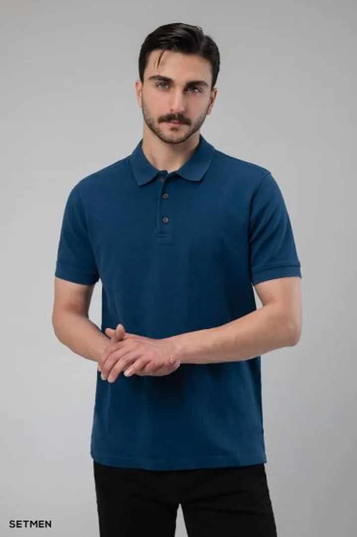 تیشرت یقه دار ژاکارد کلاسیک