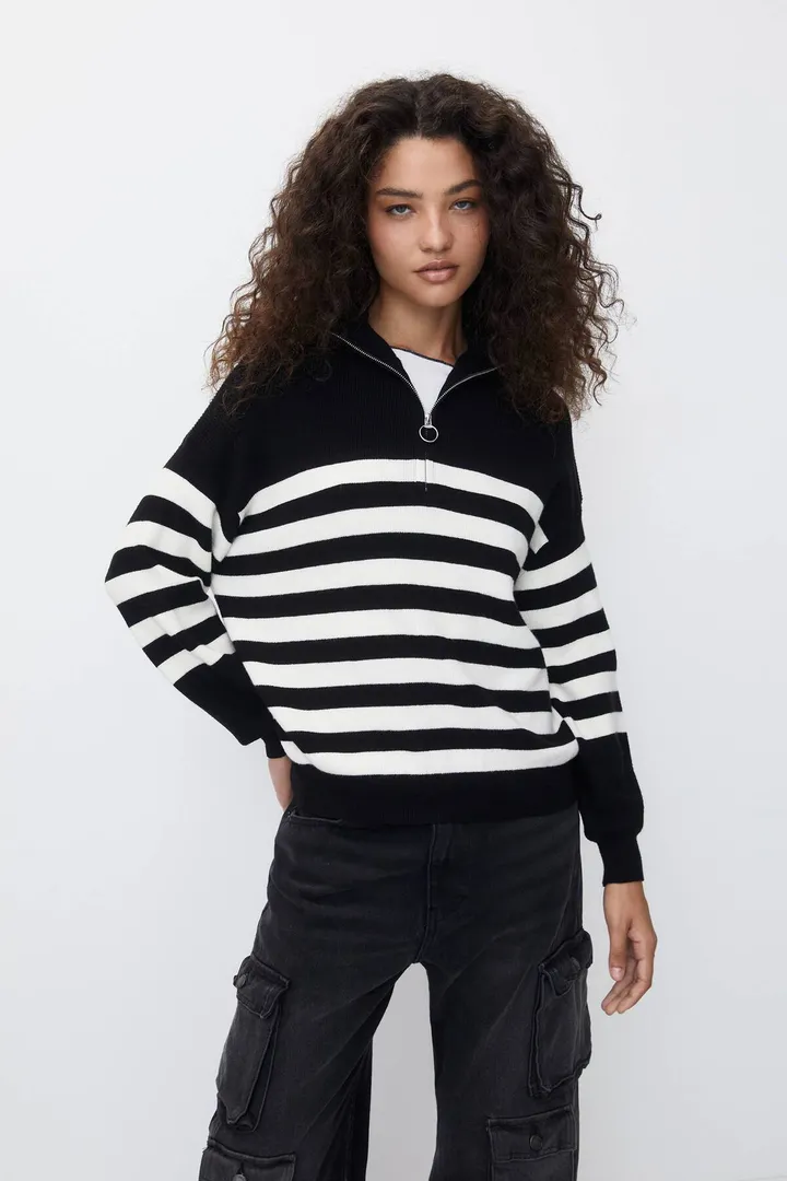 <span class="text-styled__StyledSpan-sc-d280c10c-1 dvOaRP">Pull & Bear< span>ژاکت بافتنی یقه زیپ دار