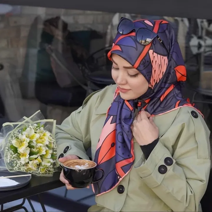 روسری ابریشم جدید بهاری قواره 90  شیک و کاربردی ana2925  آنالیا اسکارف با ارسال رایگان 