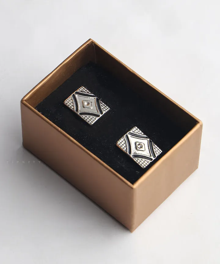 دکمه سردست مردانه نقره ای 7107